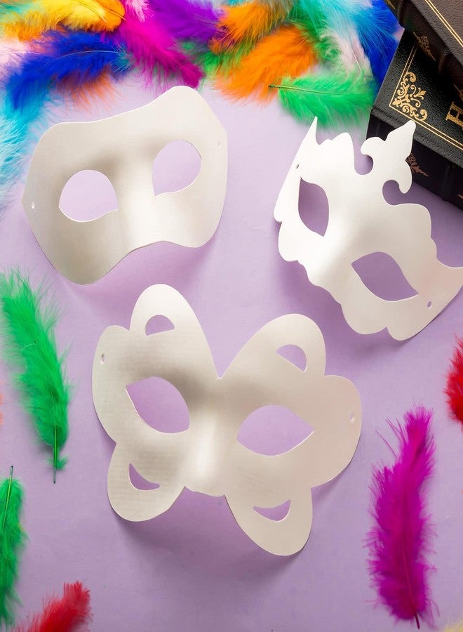 ZHBDMGK White Masquerade Masks, 16Pcs Unpainted Blank DIY Masks in 8 Styles for Mardi Gras Easter Halloween Cosplay Party Supplies - Image 4